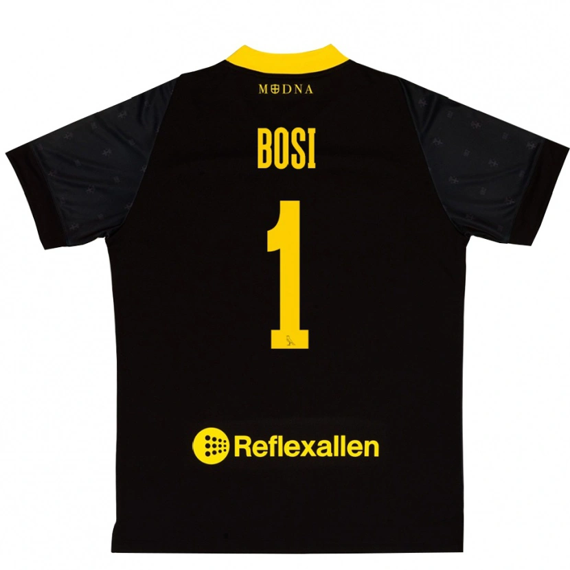 Danxen Børn Matteo Bosi #1 Sort Gul Målmandstrøje 2025/26 Trøje T-shirt
