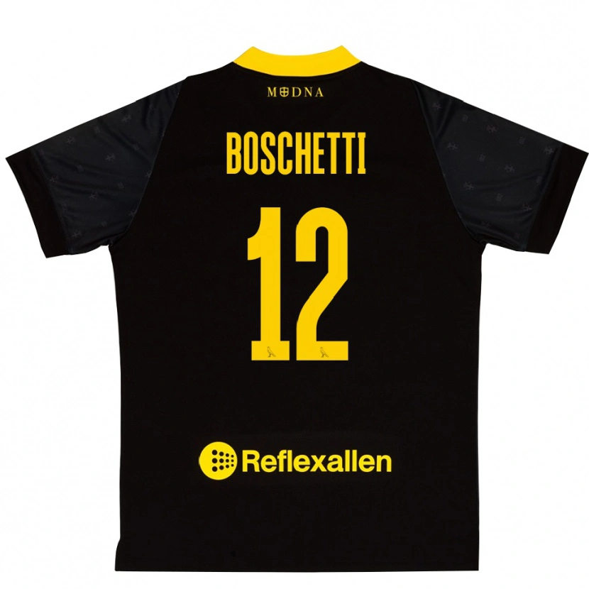 Danxen Børn Matteo Boschetti #12 Sort Gul Målmandstrøje 2025/26 Trøje T-shirt