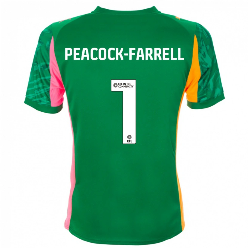 Danxen Mænd Bailey Peacock-Farrell #1 Grøn Appelsin Målmandstrøje 2025/26 Trøje T-shirt