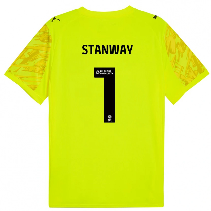 Danxen Mænd Wyll Stanway #1 Gul Sort Målmandstrøje 2025/26 Trøje T-shirt
