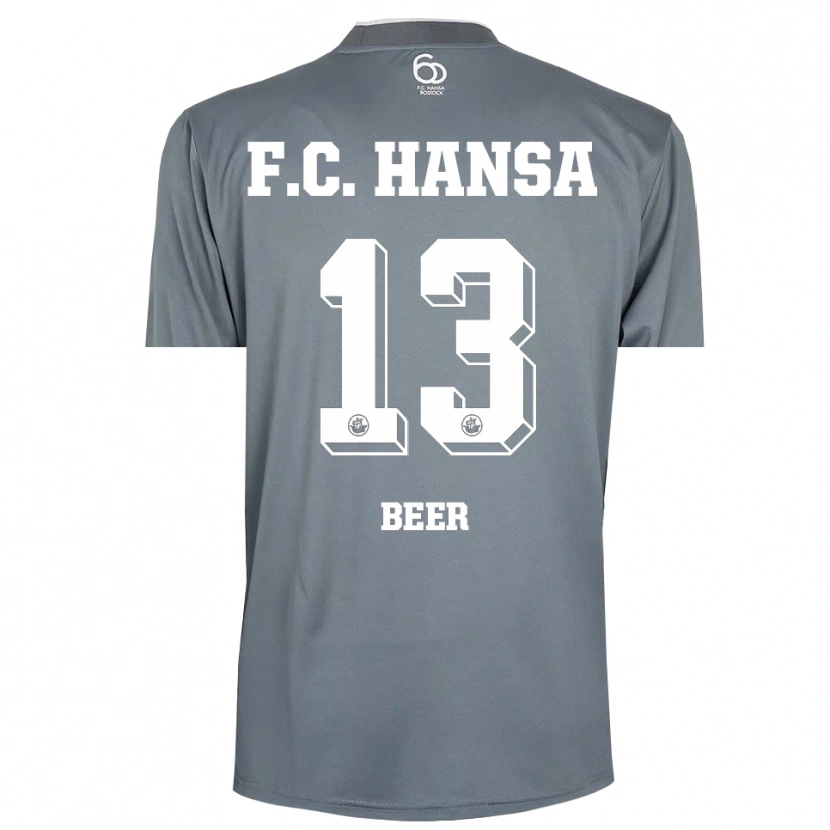 Danxen Mænd Darian Beer #13 Lysegrå Hvid Målmandstrøje 2025/26 Trøje T-shirt