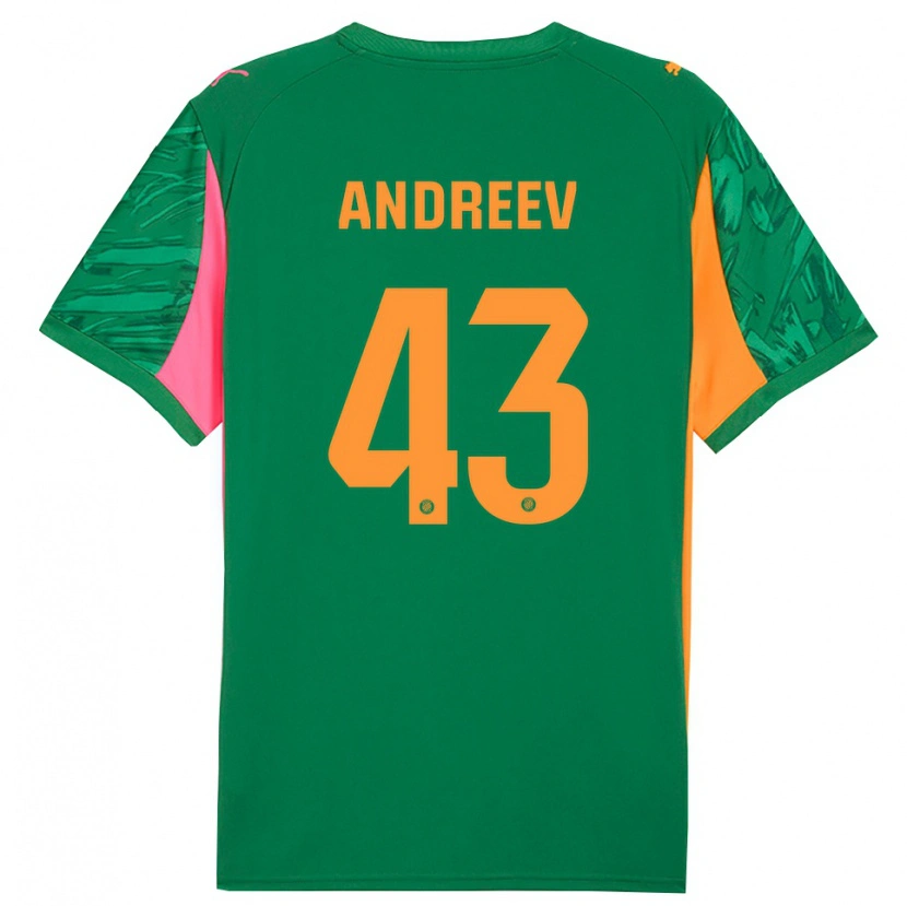 Danxen Mænd Aleksandar Andreev #43 Grøn Orange Målmandstrøje 2025/26 Trøje T-shirt