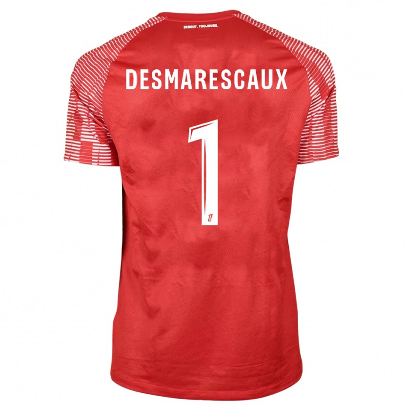 Danxen Mænd Émile Desmarescaux #1 Rød Hvid Målmandstrøje 2025/26 Trøje T-shirt