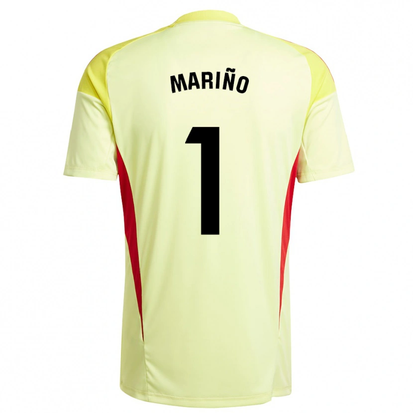 Danxen Mænd Diego Mariño #1 Lys Gul Rød Målmandstrøje 2025/26 Trøje T-shirt