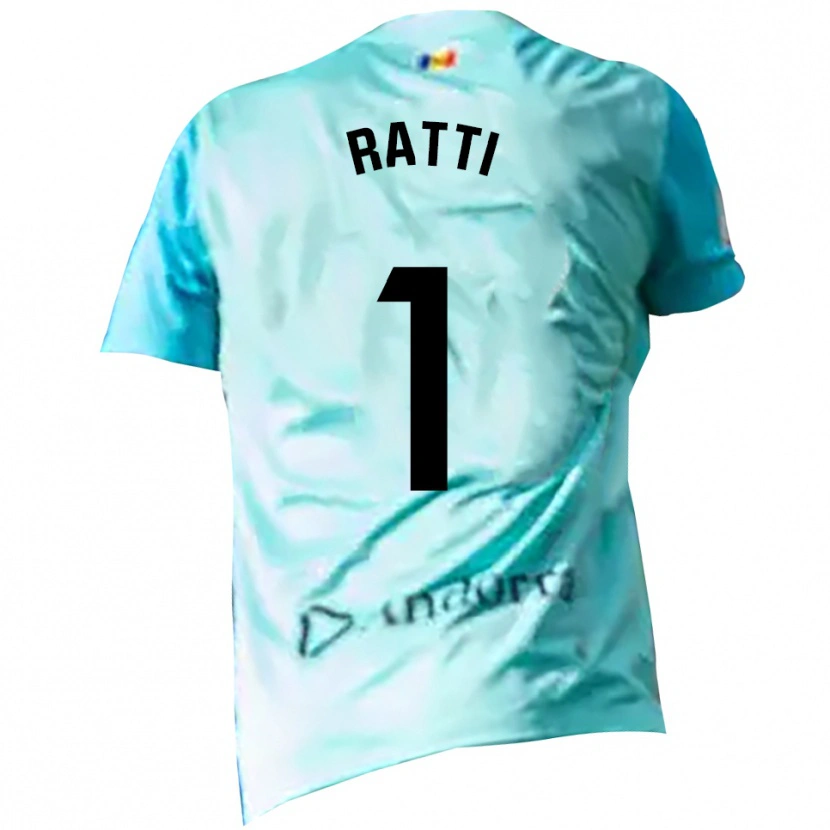 Danxen Mænd Nico Ratti #1 Cyan Sort Målmandstrøje 2025/26 Trøje T-shirt