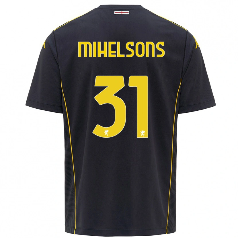 Danxen Mænd Rendijs Mihelsons #31 Sort Gul Målmandstrøje 2025/26 Trøje T-shirt