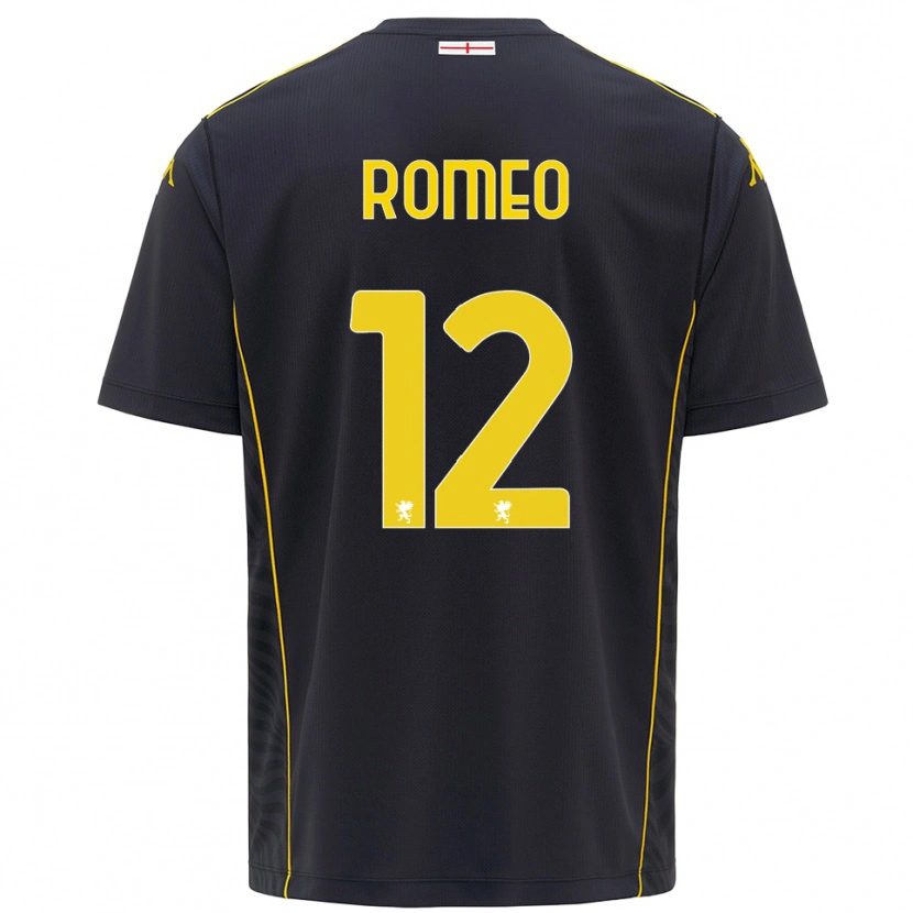 Danxen Mænd Emanuele Romeo #12 Sort Gul Målmandstrøje 2025/26 Trøje T-shirt