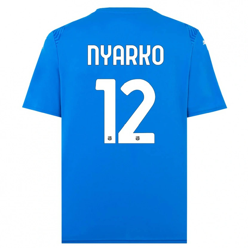 Danxen Mænd Lorenzo Nyarko #12 Blå Hvid Målmandstrøje 2025/26 Trøje T-shirt