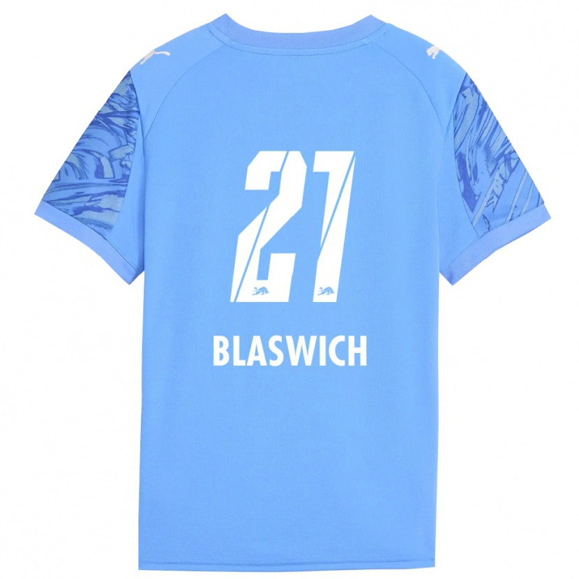 Danxen Mænd Janis Blaswich #21 Kongeb Blå Rød Målmandstrøje 2025/26 Trøje T-shirt