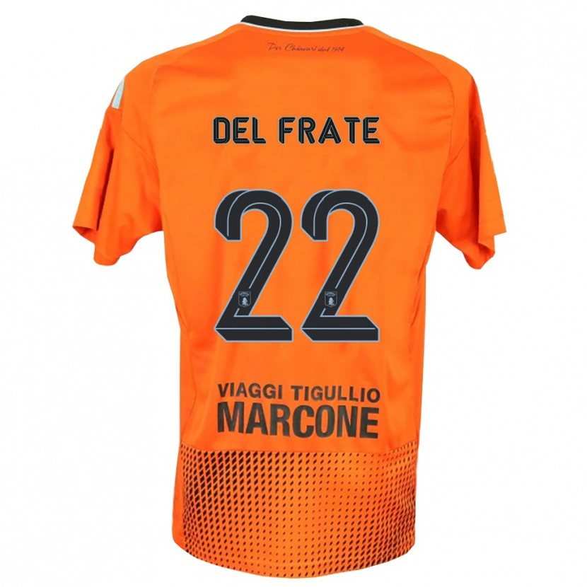 Danxen Mænd Federico Del Frate #22 Mørk Orange Blå Målmandstrøje 2025/26 Trøje T-shirt