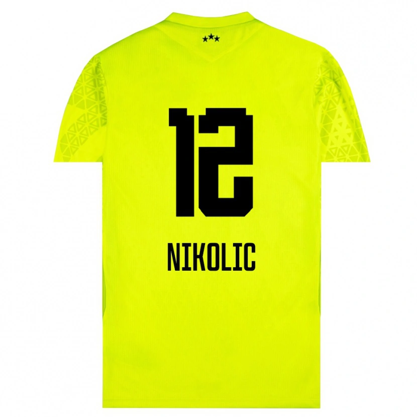 Danxen Mænd Uros Nikolic #12 Gul Grøn Sort Målmandstrøje 2025/26 Trøje T-shirt