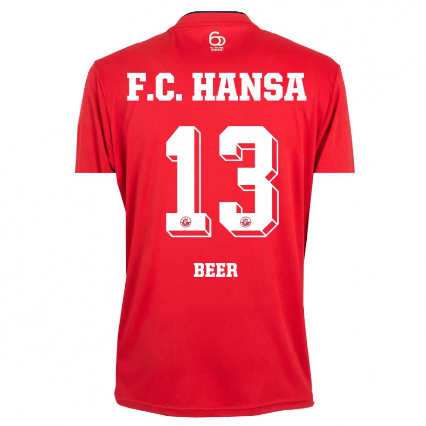 Danxen Mænd Darian Beer #13 Rød Hvid Målmandstrøje 2025/26 Trøje T-shirt