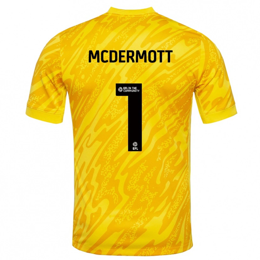 Danxen Mænd Conal McDermott #1 Gul Sort Målmandstrøje 2025/26 Trøje T-shirt