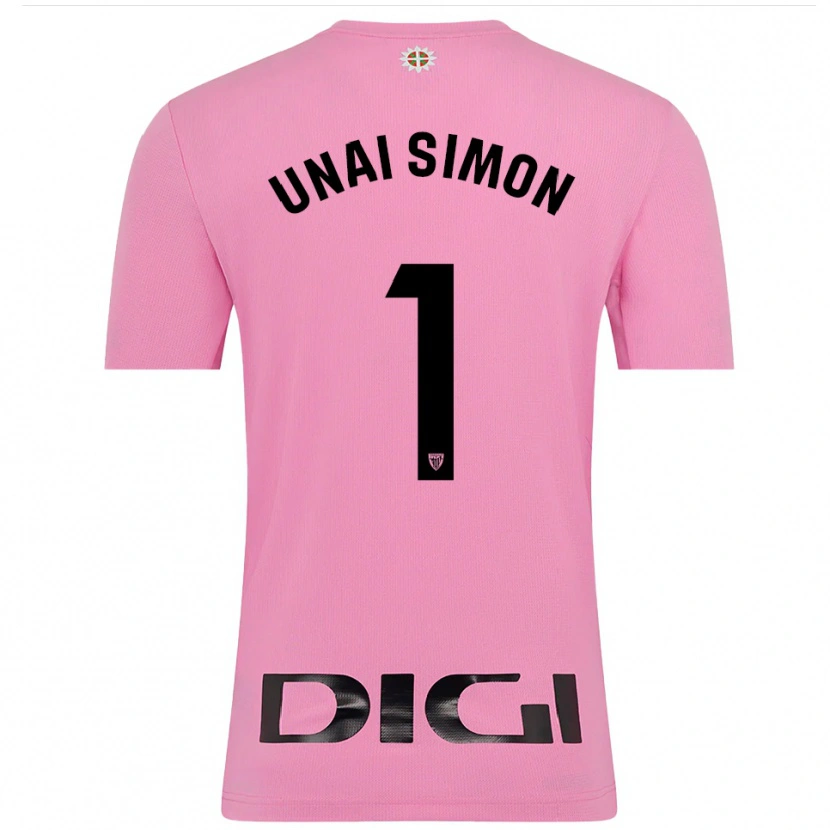 Danxen Mænd Unai Simón #1 Pink Sort Målmandstrøje 2025/26 Trøje T-shirt