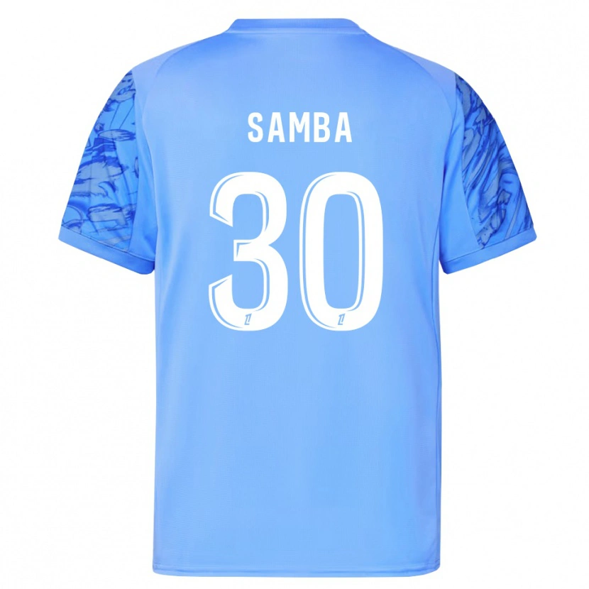 Danxen Mænd Brice Samba #30 Blå Hvid Målmandstrøje 2025/26 Trøje T-shirt
