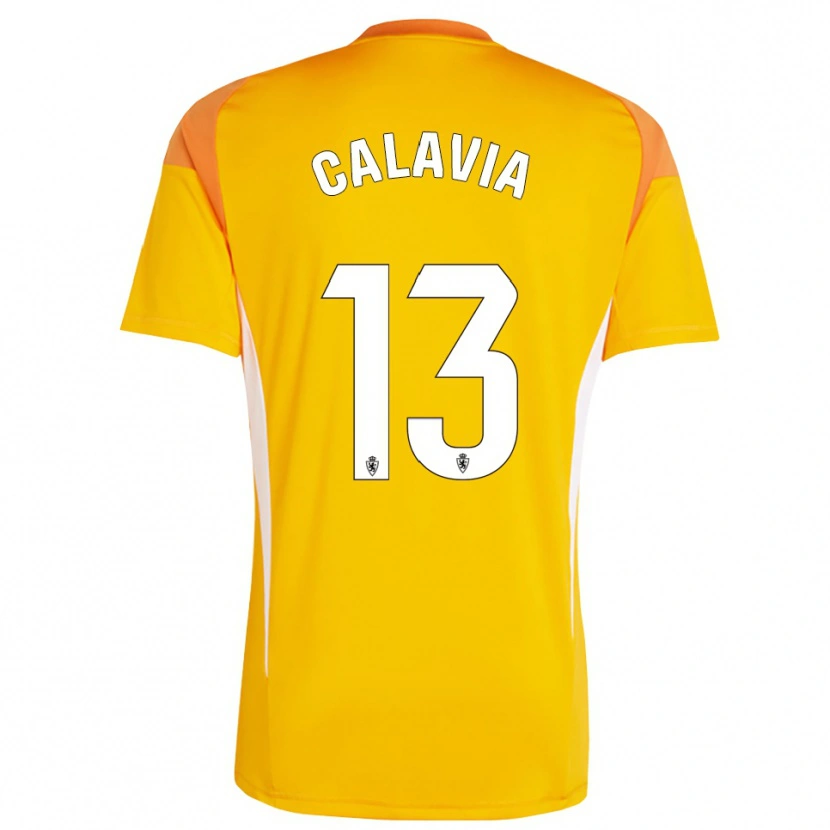 Danxen Mænd Carlos Calavia #13 Mørk Orange Gul Målmandstrøje 2025/26 Trøje T-shirt