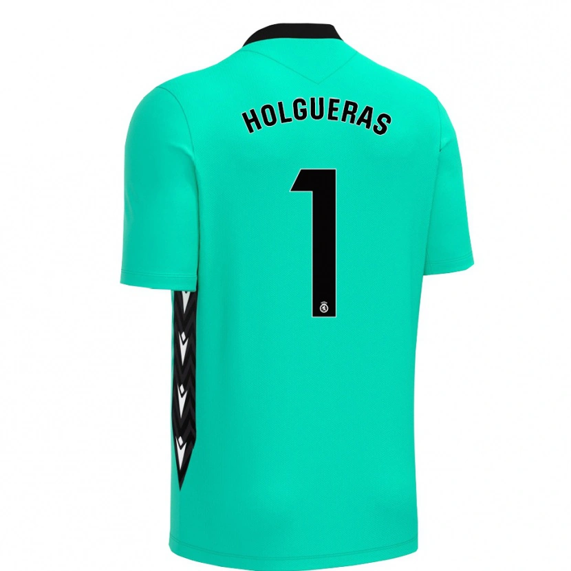 Danxen Mænd Javi Holgueras #1 Aqua Sort Målmandstrøje 2025/26 Trøje T-shirt