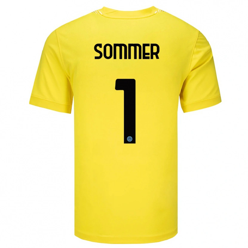 Danxen Mænd Yann Sommer #1 Lysegul Sort Målmandstrøje 2025/26 Trøje T-shirt