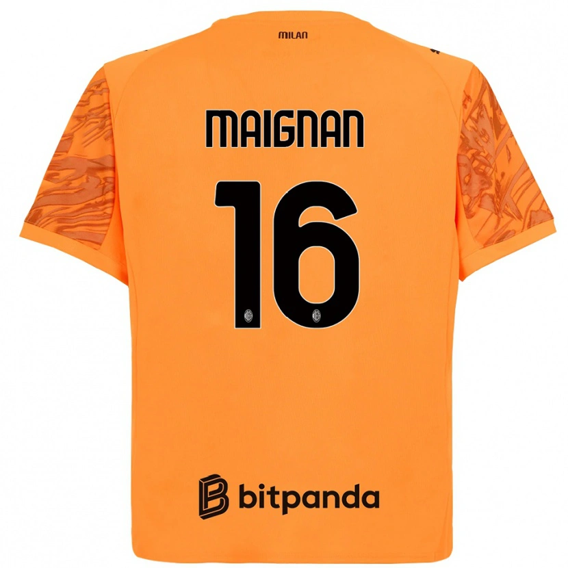Danxen Mænd Mike Maignan #16 Orange Gul Sort Målmandstrøje 2025/26 Trøje T-shirt