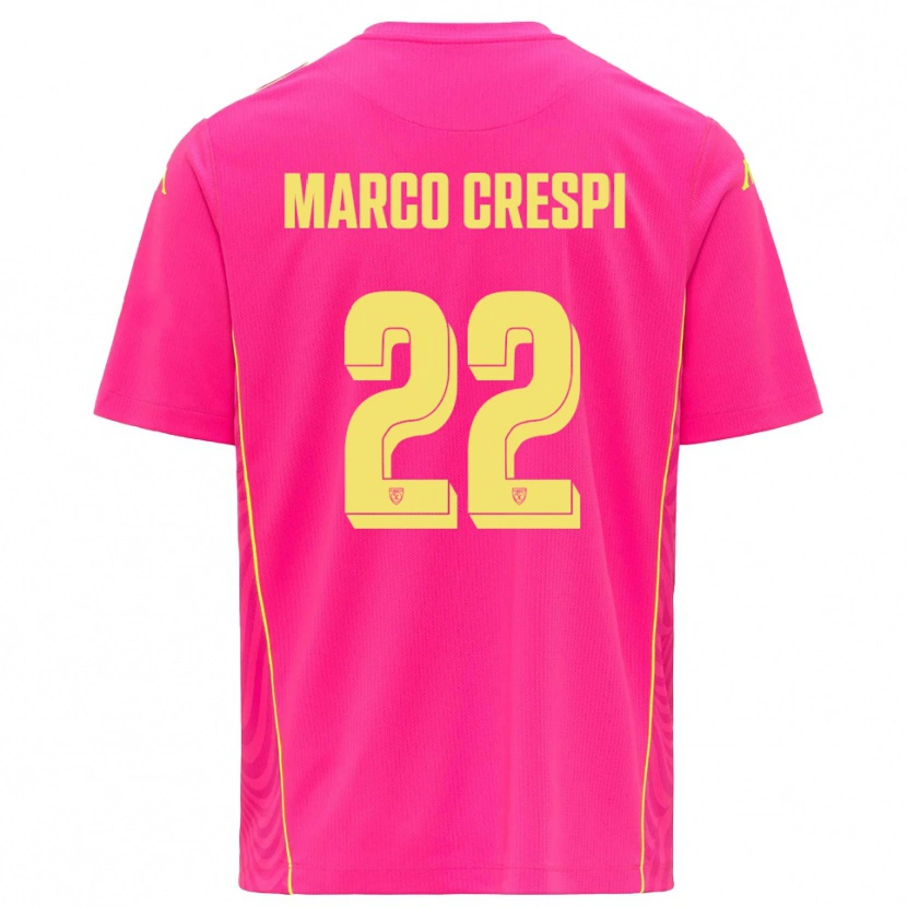 Danxen Mænd Gian Marco Crespi #22 Dybe Pink Gul Målmandstrøje 2025/26 Trøje T-shirt