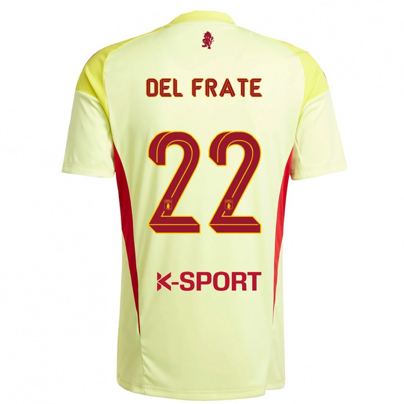 Danxen Mænd Federico Del Frate #22 Lys Gul Rød Målmandstrøje 2025/26 Trøje T-shirt