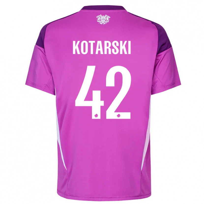 Danxen Mænd Dominik Kotarski #42 Lilla Lilla Hvid Målmandstrøje 2025/26 Trøje T-shirt