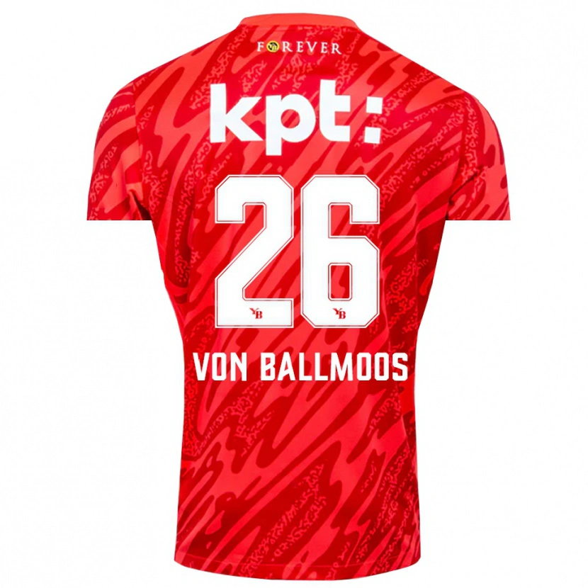 Danxen Mænd David von Ballmoos #26 Rød Hvid Målmandstrøje 2025/26 Trøje T-shirt