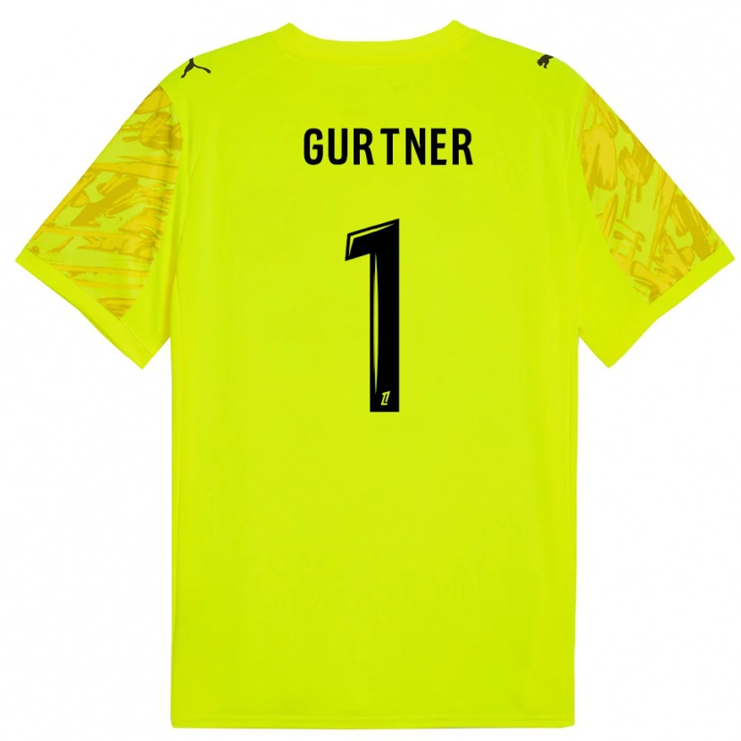 Danxen Mænd Régis Gurtner #1 Fluorescerende Grøn Sort Målmandstrøje 2025/26 Trøje T-shirt