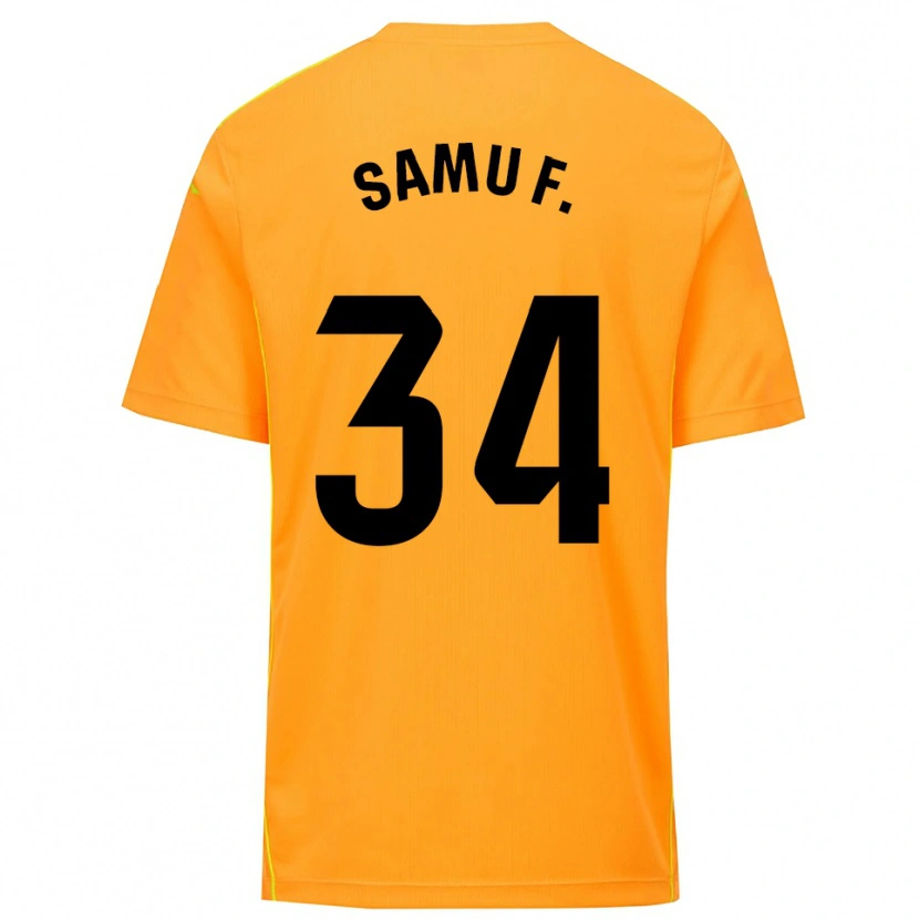 Danxen Mænd Samu Fernández #34 Orange Sort Målmandstrøje 2025/26 Trøje T-shirt