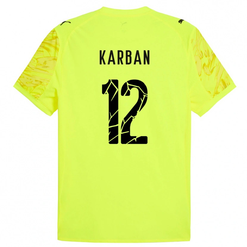 Danxen Mænd Yevheniia Karban #12 Grøn Gul Målmandstrøje 2025/26 Trøje T-shirt