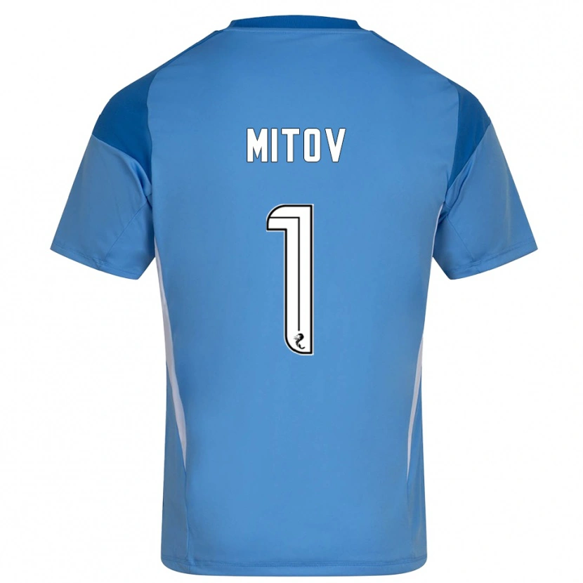 Danxen Kvinder Dimitar Mitov #1 Blå Hvid Målmandstrøje 2025/26 Trøje T-shirt