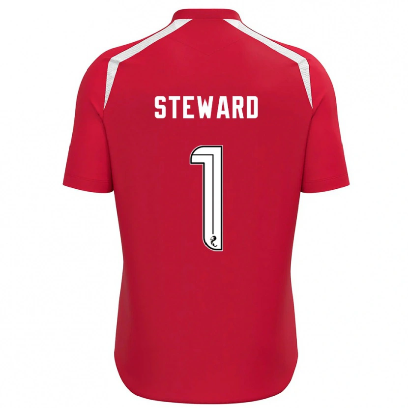 Danxen Kvinder Toby Steward #1 Rød Hvid Målmandstrøje 2025/26 Trøje T-shirt