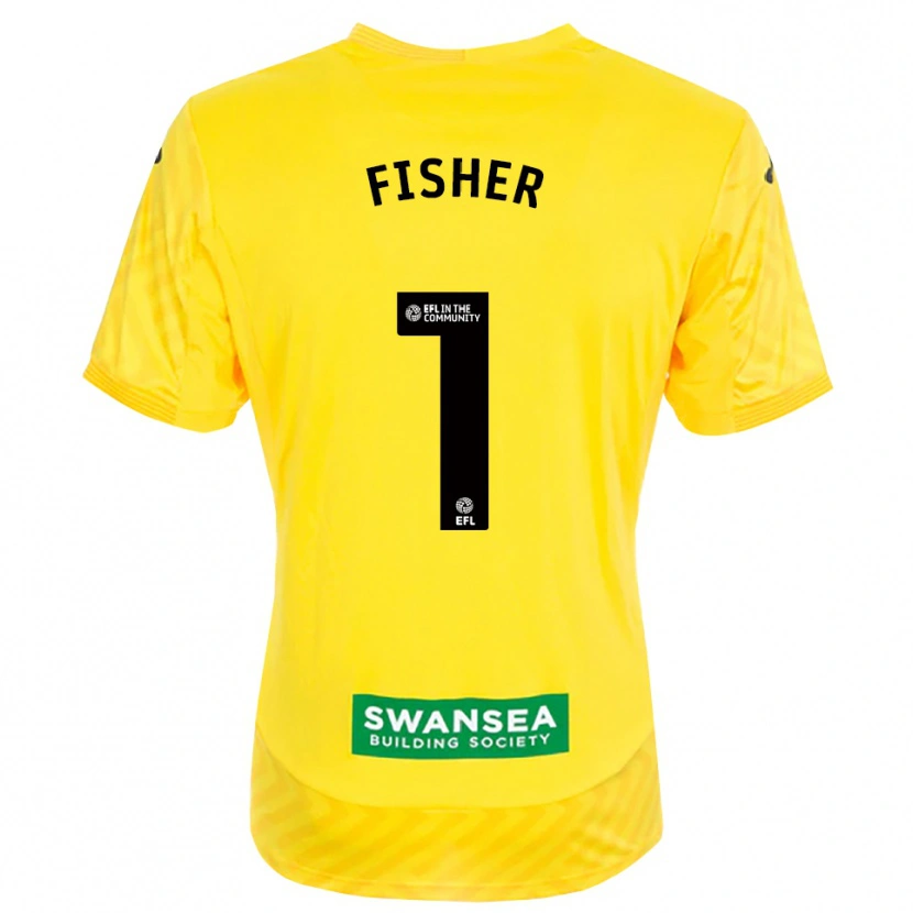 Danxen Kvinder Andy Fisher #1 Gul Sort Målmandstrøje 2025/26 Trøje T-shirt