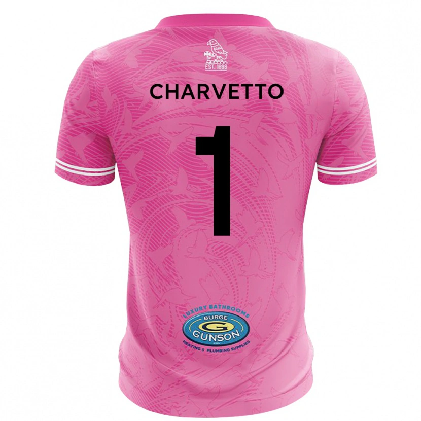 Danxen Kvinder Michael Charvetto #1 Pink Hvid Målmandstrøje 2025/26 Trøje T-shirt