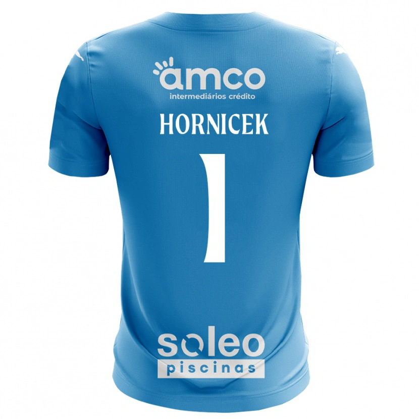 Danxen Kvinder Lukas Hornicek #1 Blå Hvid Målmandstrøje 2025/26 Trøje T-shirt