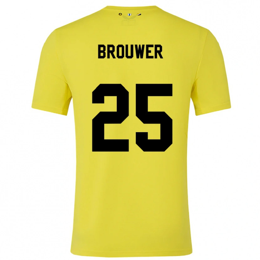 Danxen Kvinder Michael Brouwer #25 Gul Sort Målmandstrøje 2025/26 Trøje T-shirt