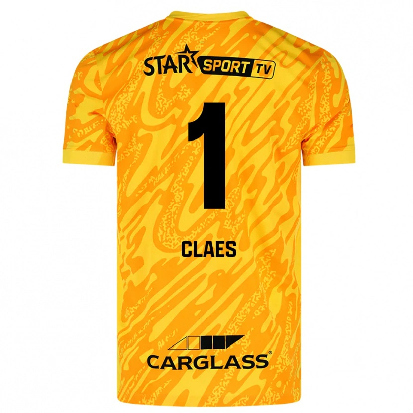 Danxen Kvinder Mirthe Claes #1 Orange Gul Sort Målmandstrøje 2025/26 Trøje T-shirt