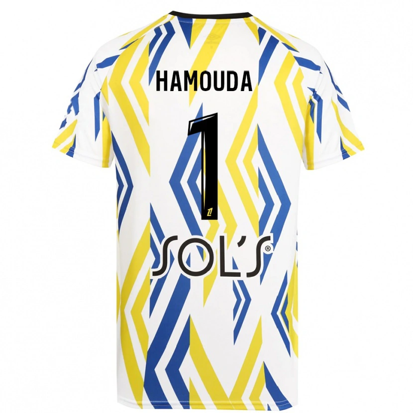 Danxen Kvinder Adel Hamouda #1 Hvid Rød Blå Målmandstrøje 2025/26 Trøje T-shirt