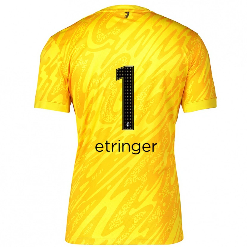 Danxen Kvinder Elias Etringer #1 Gul Sort Målmandstrøje 2025/26 Trøje T-shirt