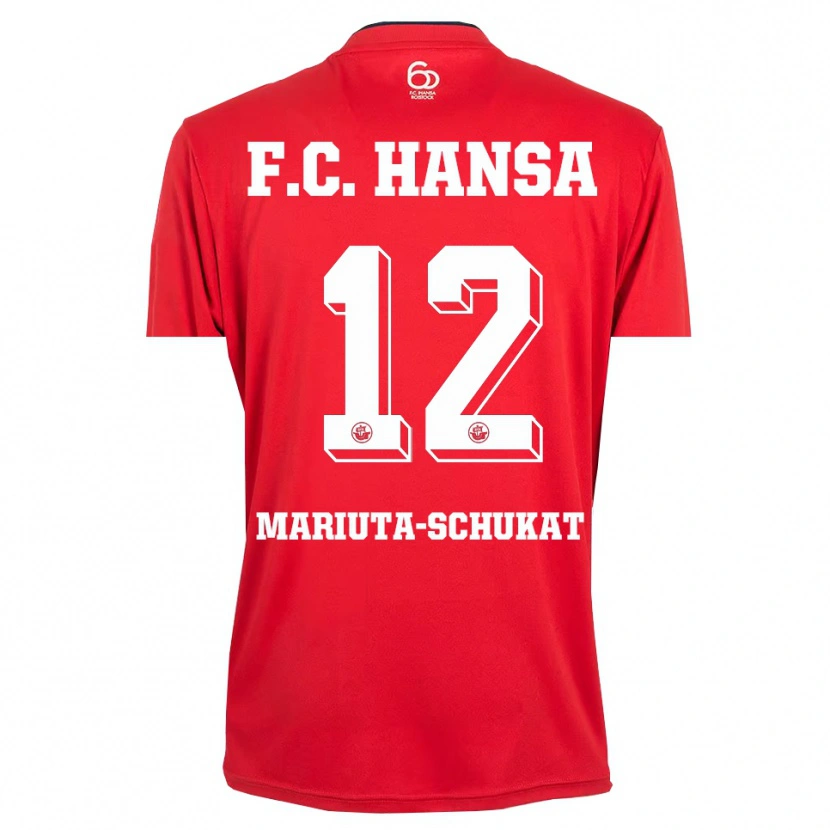 Danxen Kvinder Lara Mariuta-Schukat #12 Rød Hvid Målmandstrøje 2025/26 Trøje T-shirt