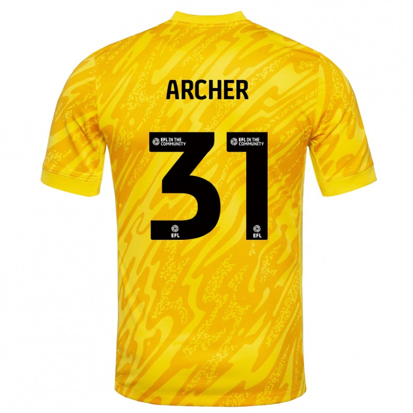 Danxen Kvinder Jordan Archer #31 Gul Sort Målmandstrøje 2025/26 Trøje T-shirt