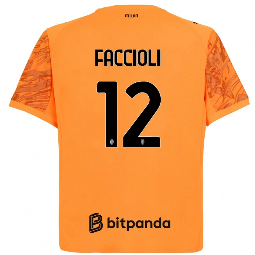 Danxen Kvinder Pietro Faccioli #12 Orange Gul Sort Målmandstrøje 2025/26 Trøje T-shirt