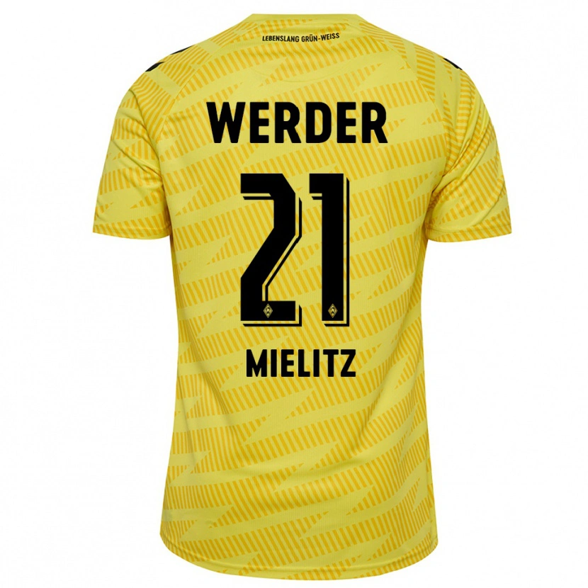Danxen Kvinder Sebastian Mielitz #21 Gul Sort Målmandstrøje 2025/26 Trøje T-shirt