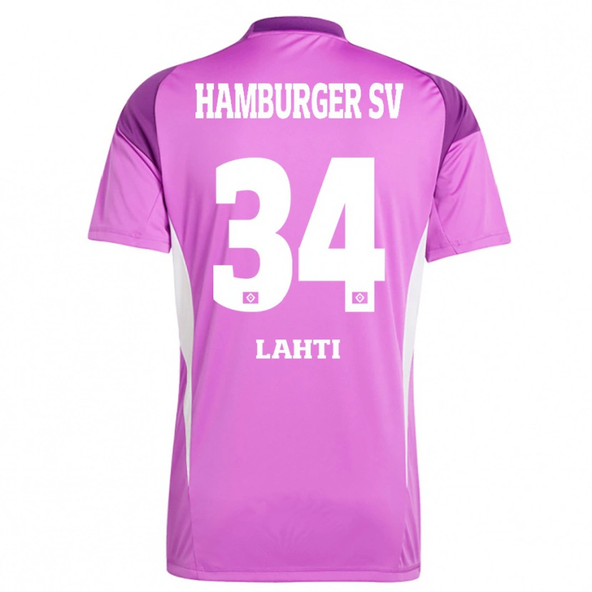 Danxen Kvinder Elias Lahti #34 Lilla Hvid Lilla Målmandstrøje 2025/26 Trøje T-shirt