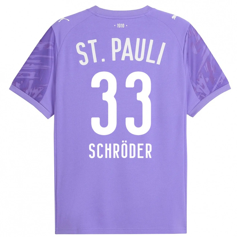 Danxen Kvinder Lennard Schröder #33 Medium Lilla Sort Målmandstrøje 2025/26 Trøje T-shirt