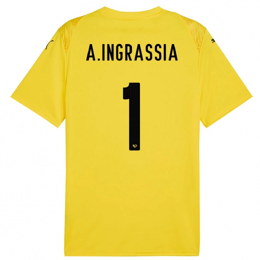 Danxen Kvinder Antonio Ingrassia #1 Gul Sort Målmandstrøje 2025/26 Trøje T-shirt