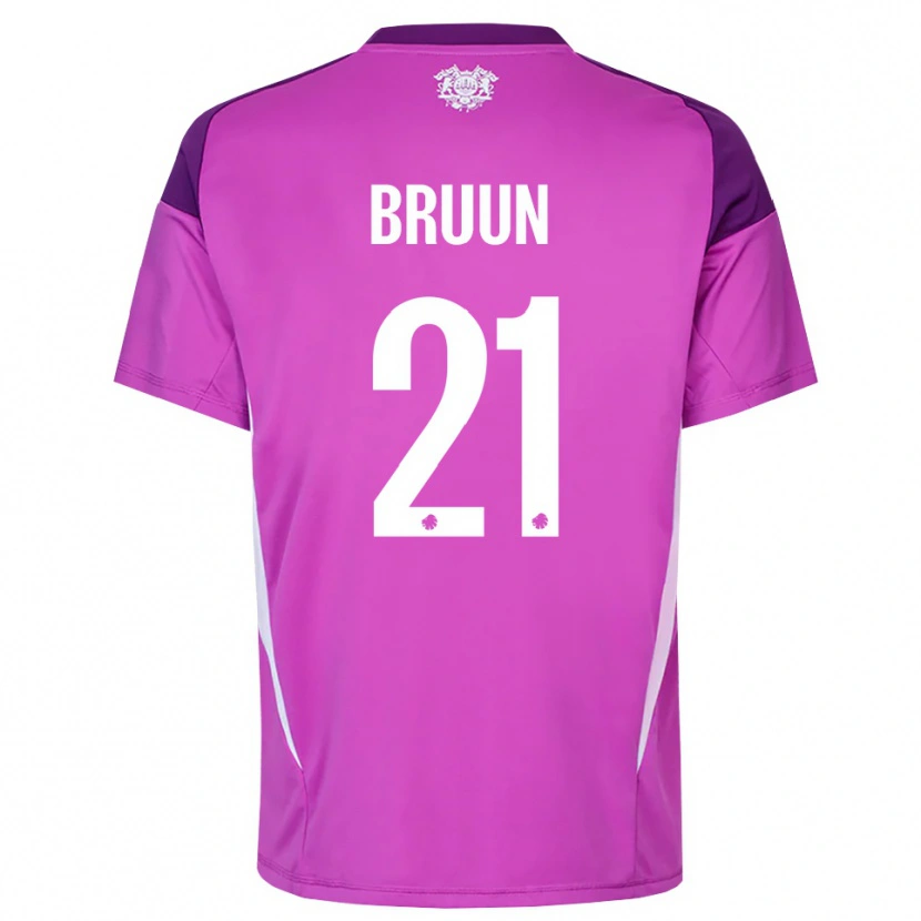 Danxen Kvinder Alfred Bruun #21 Lilla Lilla Hvid Målmandstrøje 2025/26 Trøje T-shirt