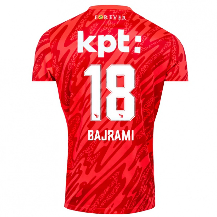 Danxen Kvinder Ardian Bajrami #18 Rød Hvid Målmandstrøje 2025/26 Trøje T-shirt