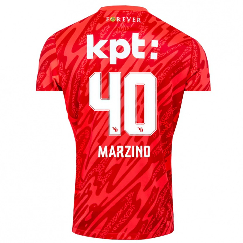 Danxen Kvinder Dario Marzino #40 Rød Hvid Målmandstrøje 2025/26 Trøje T-shirt