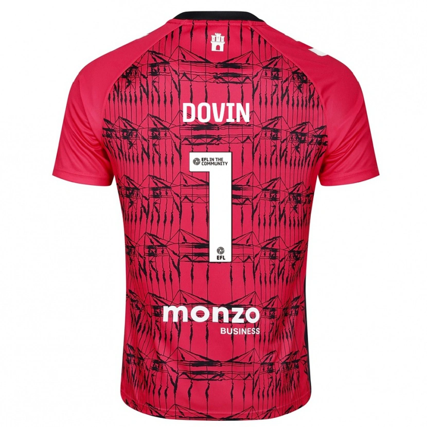 Danxen Kvinder Oliver Dovin #1 Rød Hvid Målmandstrøje 2025/26 Trøje T-shirt